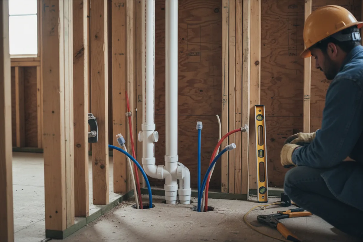 Drain and supply rough-in during Garbage Disposal Repair in Saint Leonard